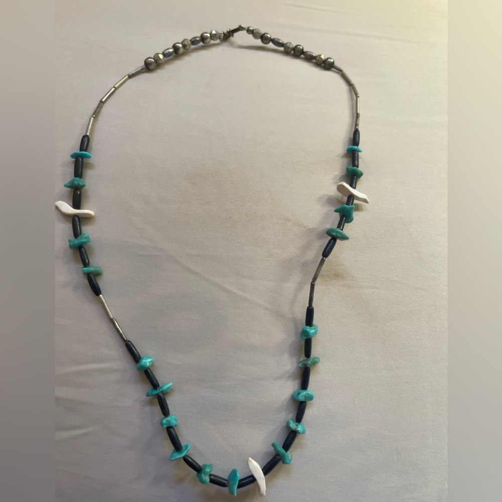 Southwestern Beaded Necklace | Turquoise Black White Boho Jewelry